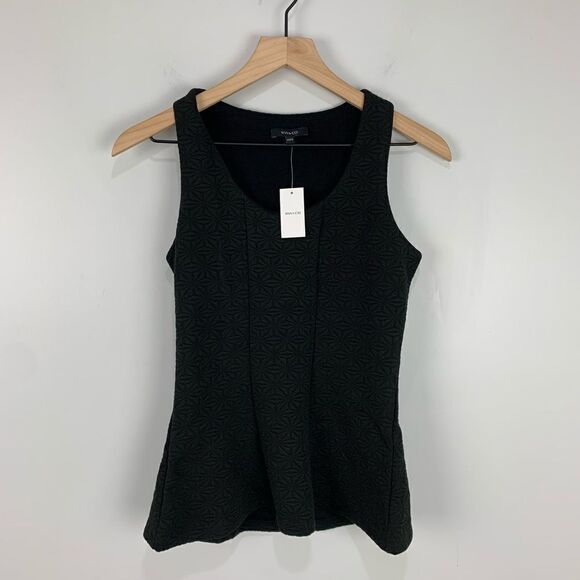 RW&Co Black Sleeveless Peplum Pattern Top - Picture 2 of 8